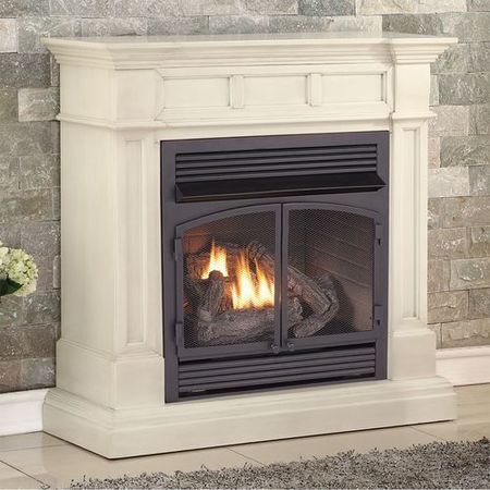 Duluth Forge Dual Fuel Ventless Gas Fireplace With Mantel - 32,000 Btu, Remote DFS-400R-2AW